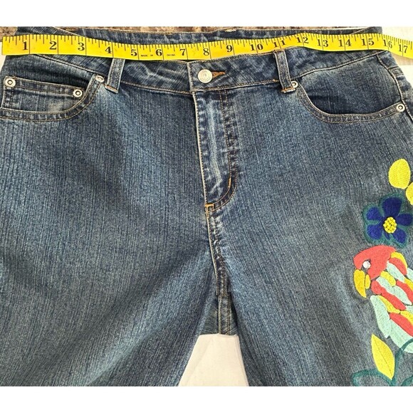Lilly Pulitzer Capri Jeans Women’s Size 8 Denim Embroidered Parrots and Flower - Picture 11 of 12